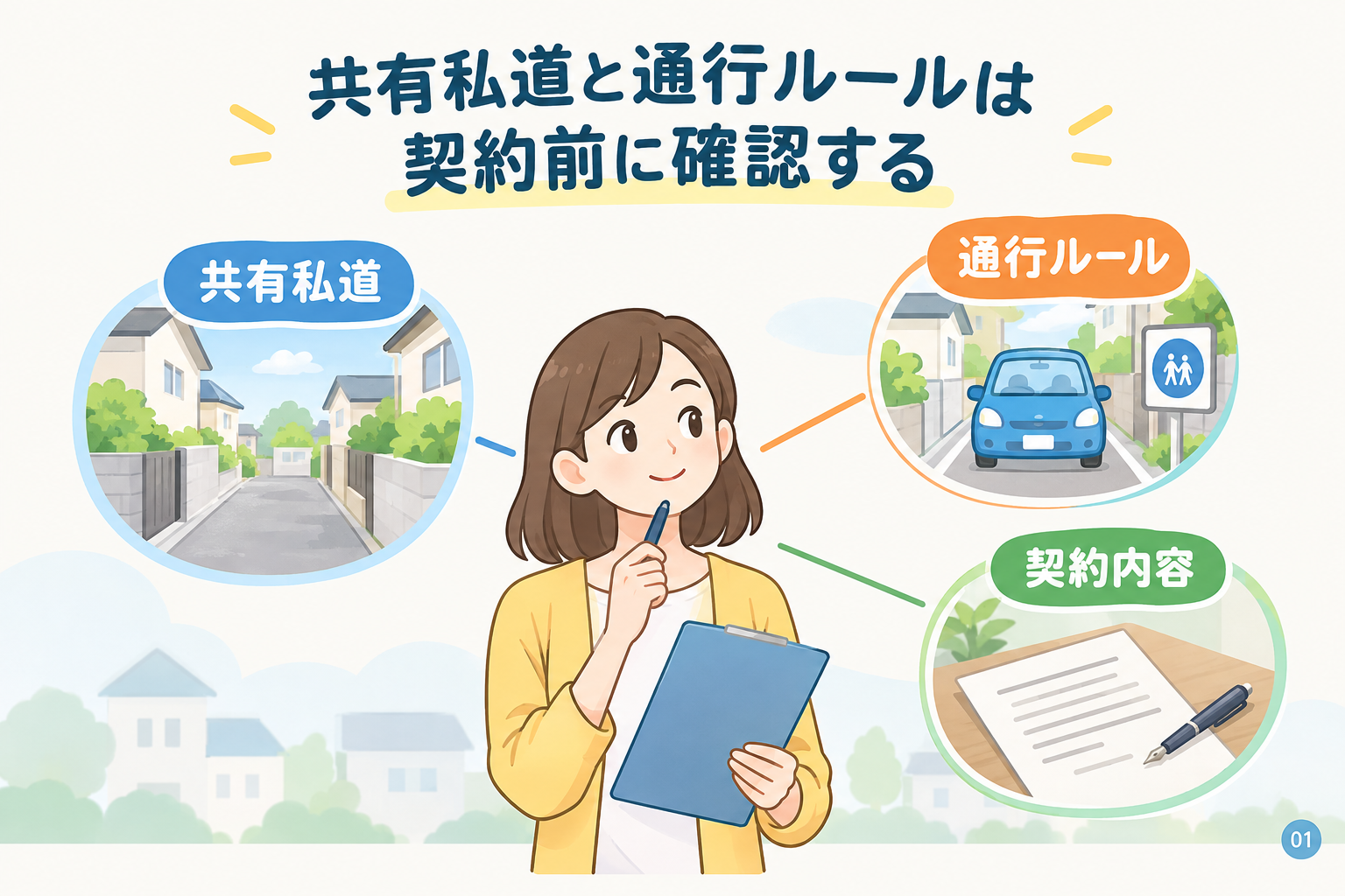 共有私道と通行ルールは契約前に確認する