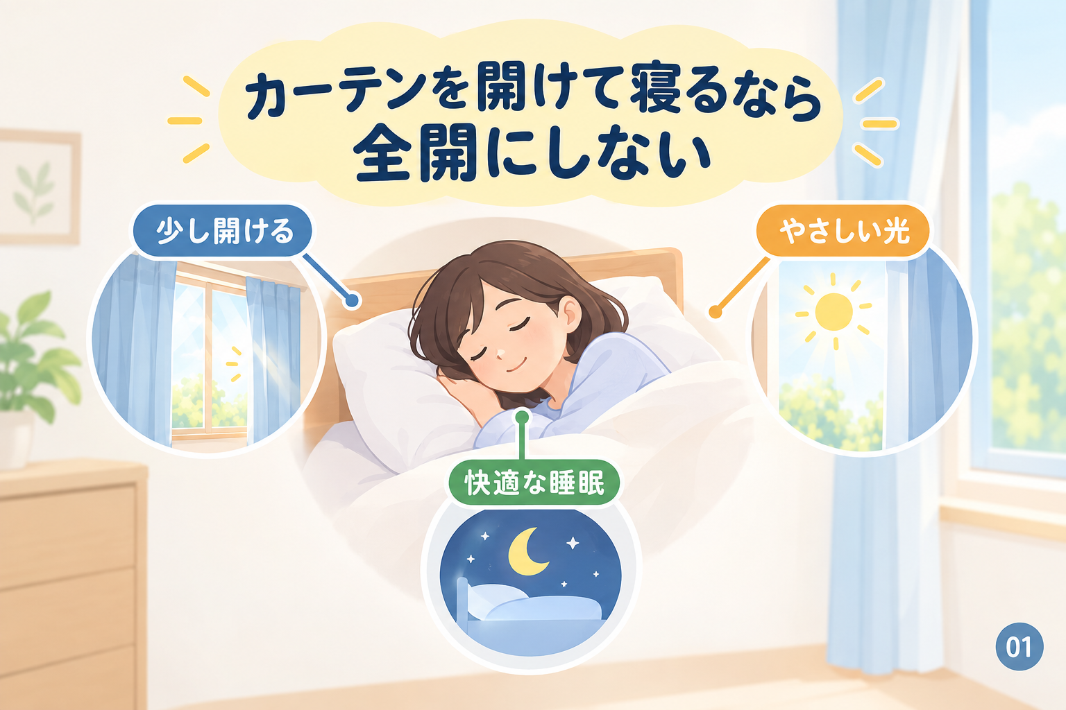 カーテンを開けて寝るなら全開にしない