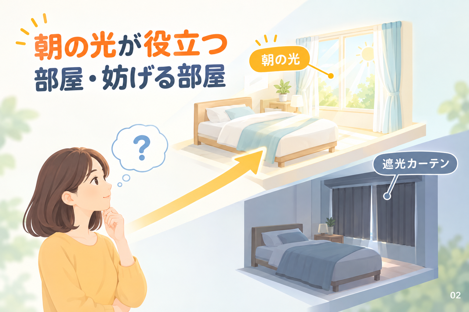 朝の光が役立つ部屋・妨げる部屋