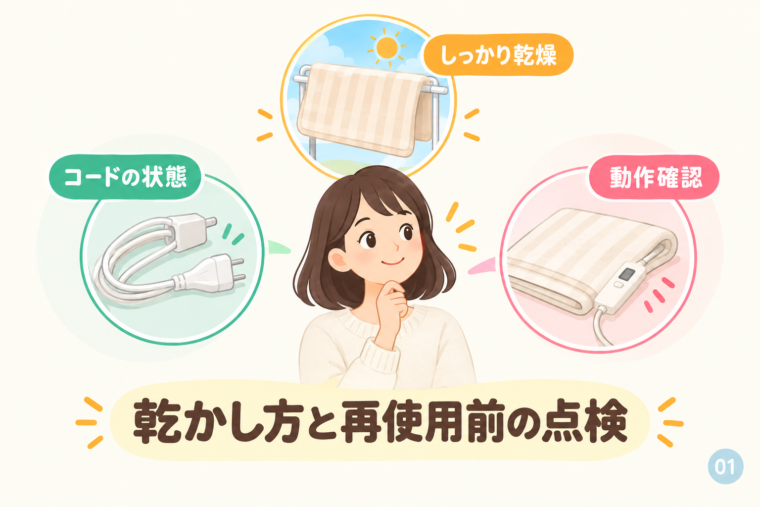 乾かし方と再使用前の点検