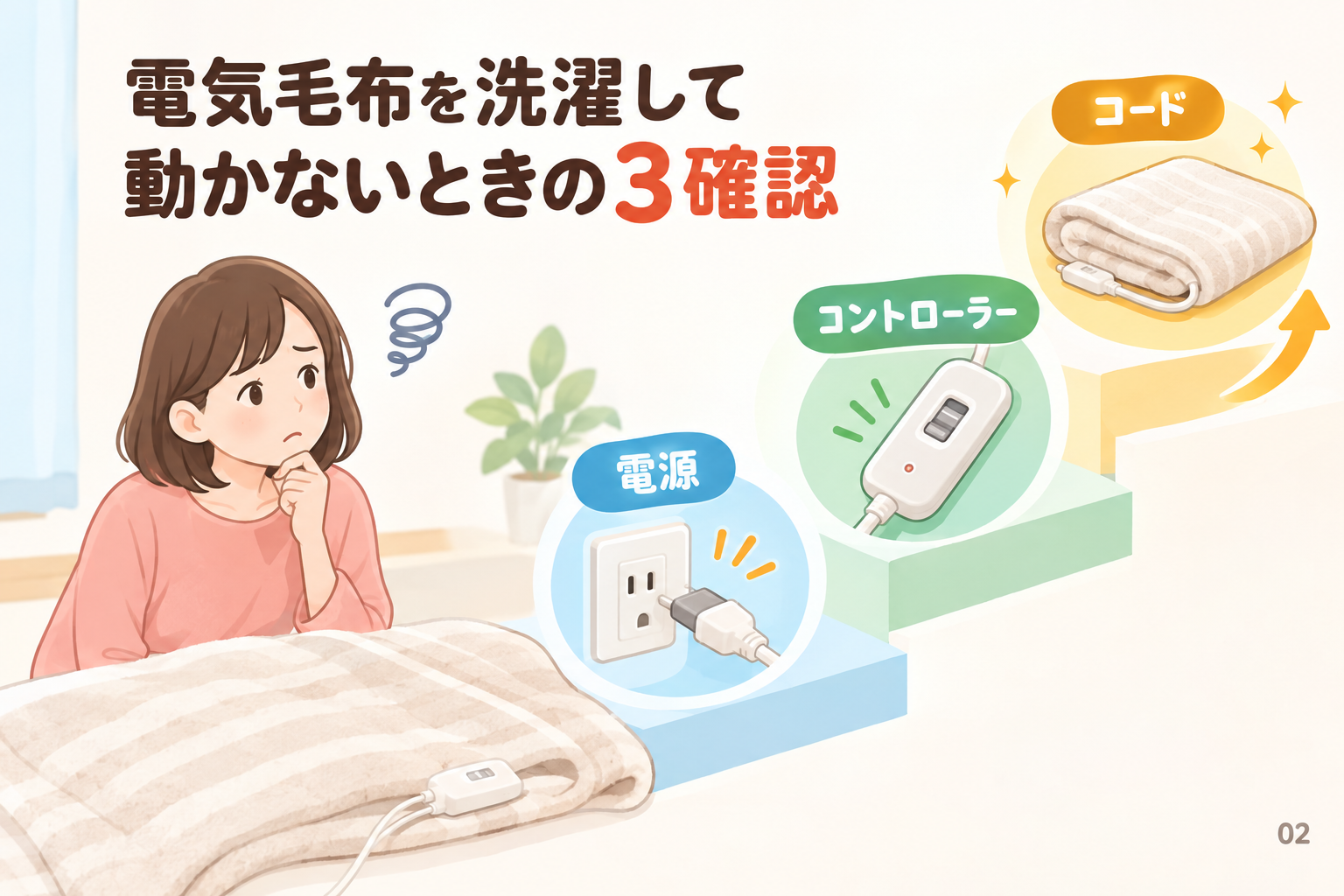 電気毛布を洗濯して動かないときの3確認