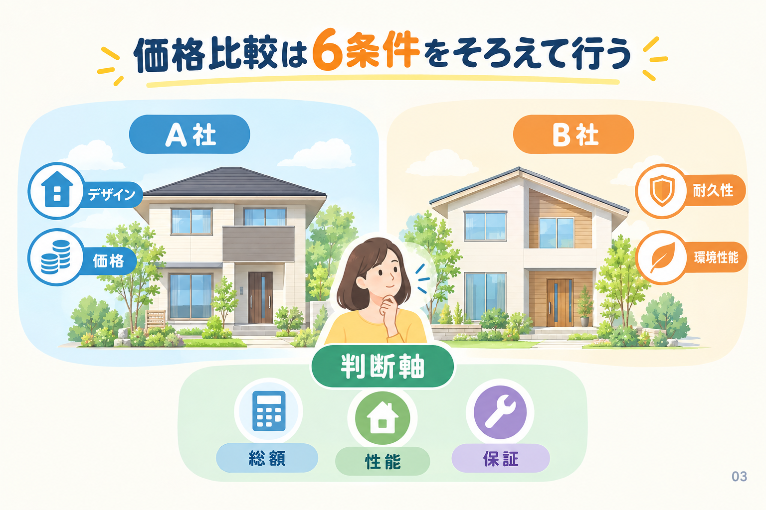 価格比較は6条件をそろえて行う