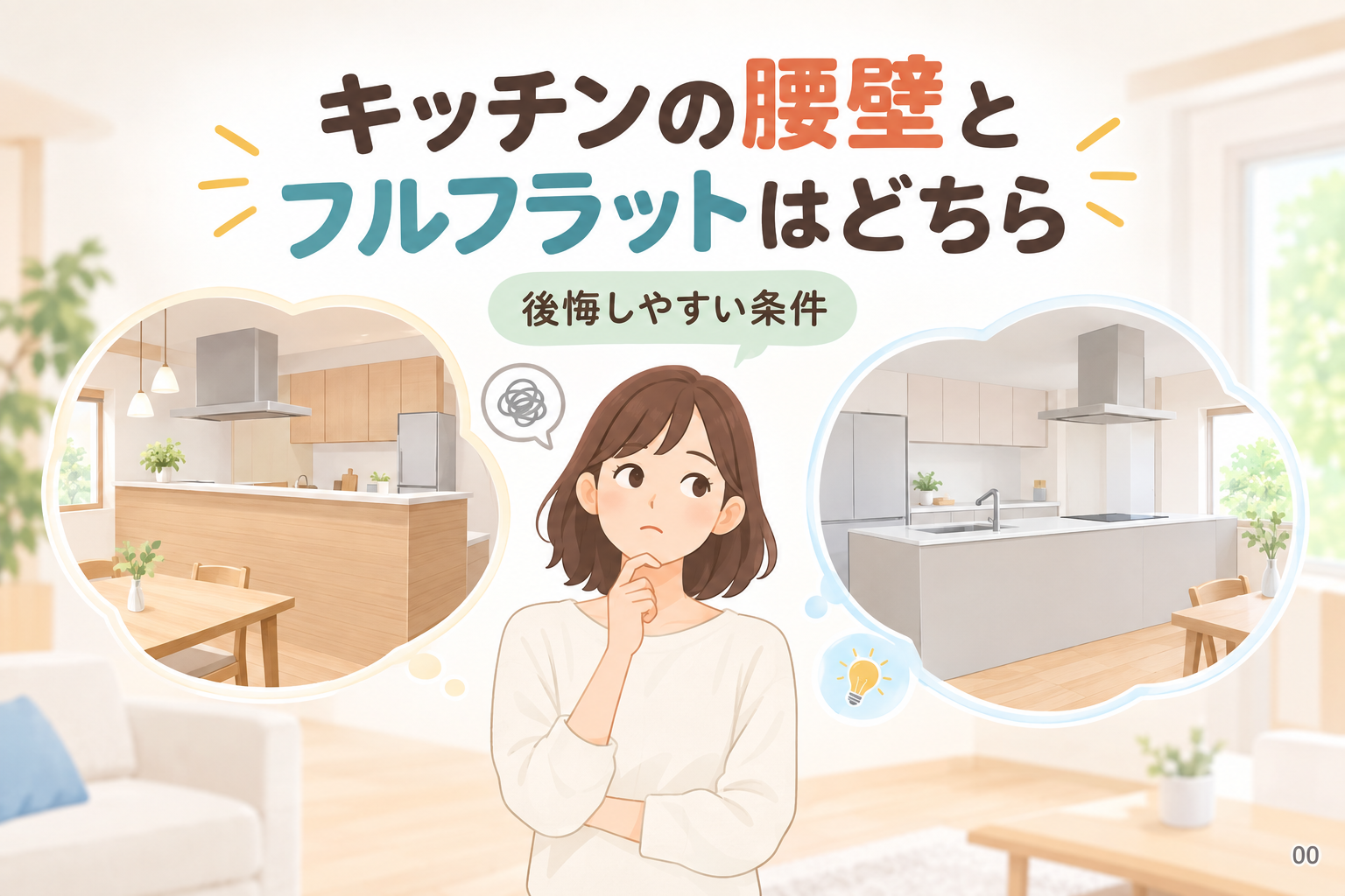 キッチンの腰壁とフルフラットはどちら?後悔しやすい条件