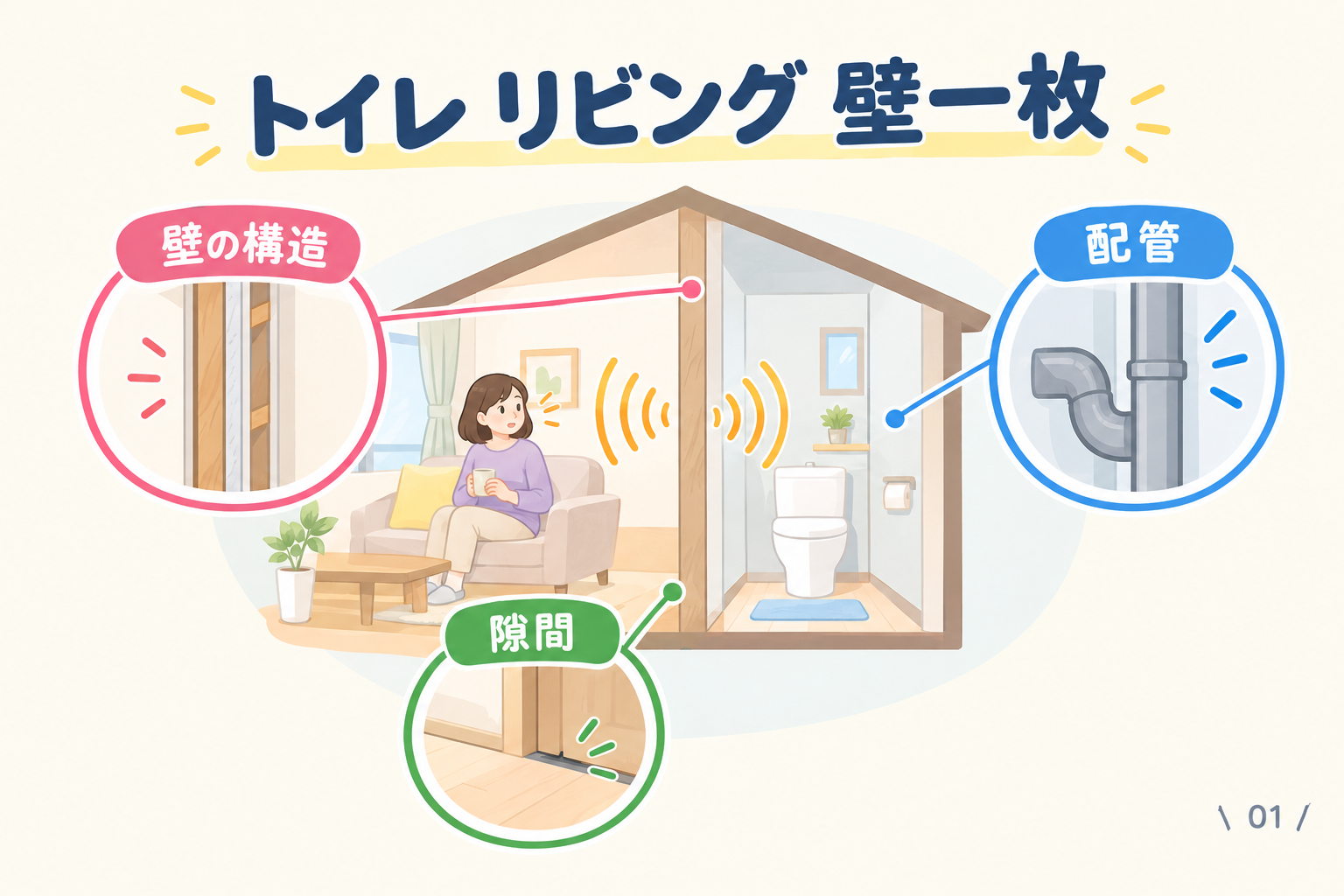 リビングとトイレが壁一枚でも壁だけでは決まらない