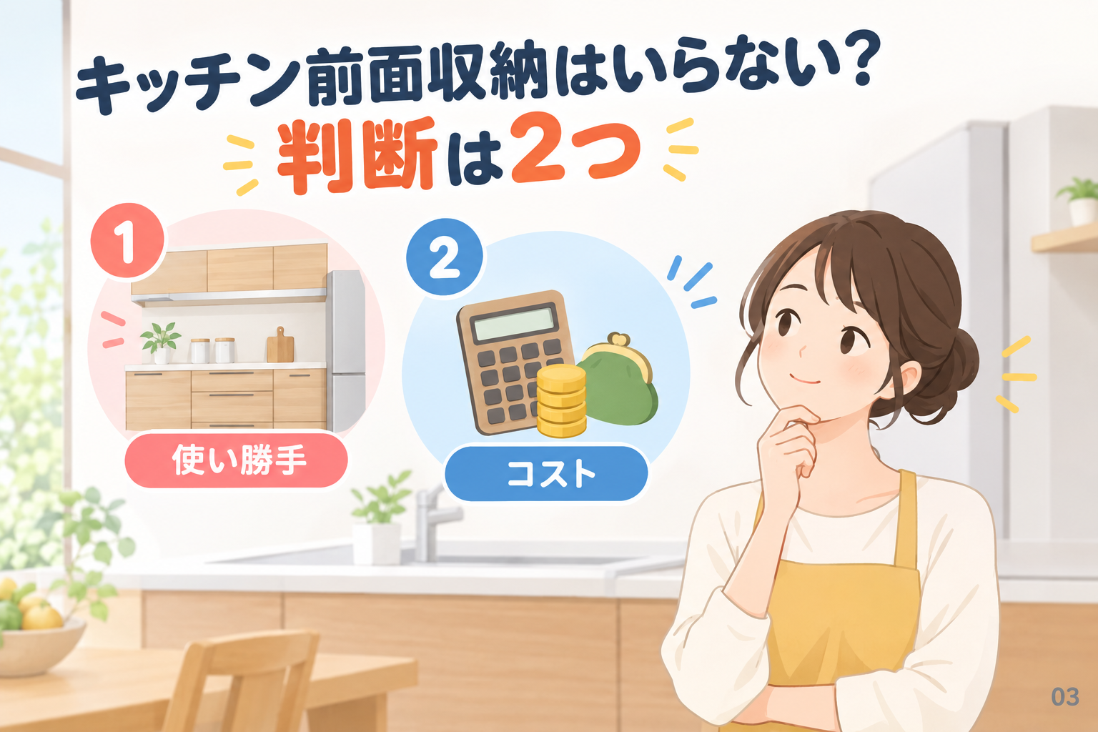 キッチン前面収納はいらない?判断は2つ