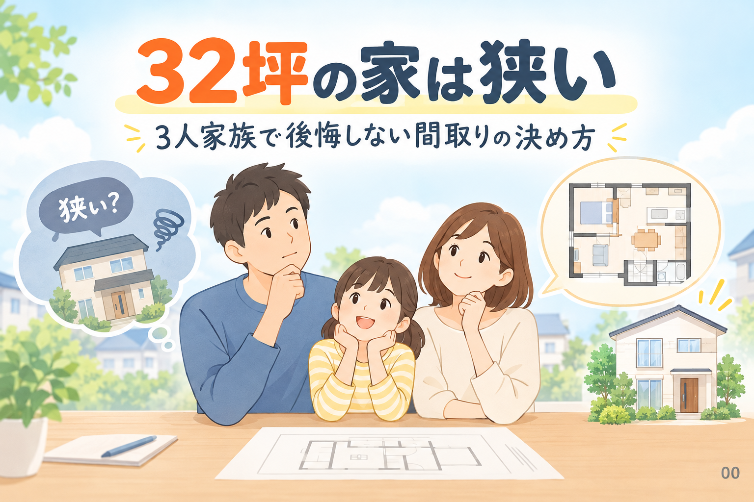32坪の家は狭い？3人家族で後悔しない間取りの決め方