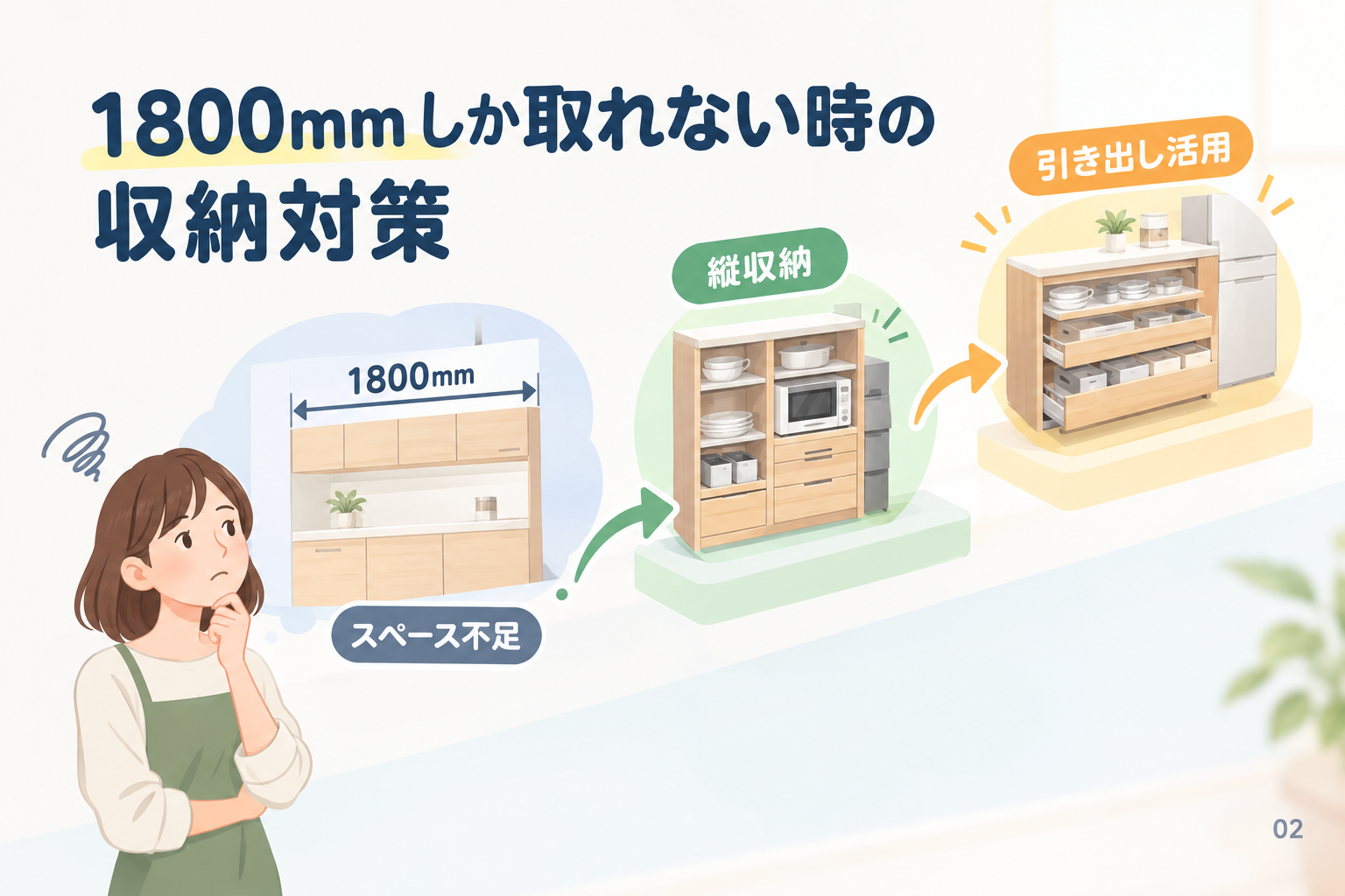 1800mmしか取れない時の収納対策